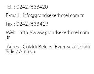 Grand eker Hotel iletiim bilgileri